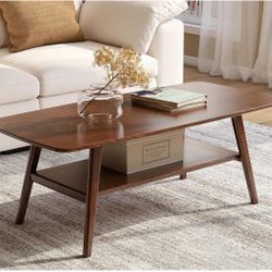 Wood Coffee Table w/ Shelf (walnut color)