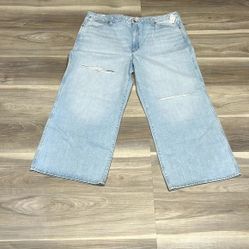 Wrangler high rise wide leg blue denim jeans size 35 PLUS NEW NWT
