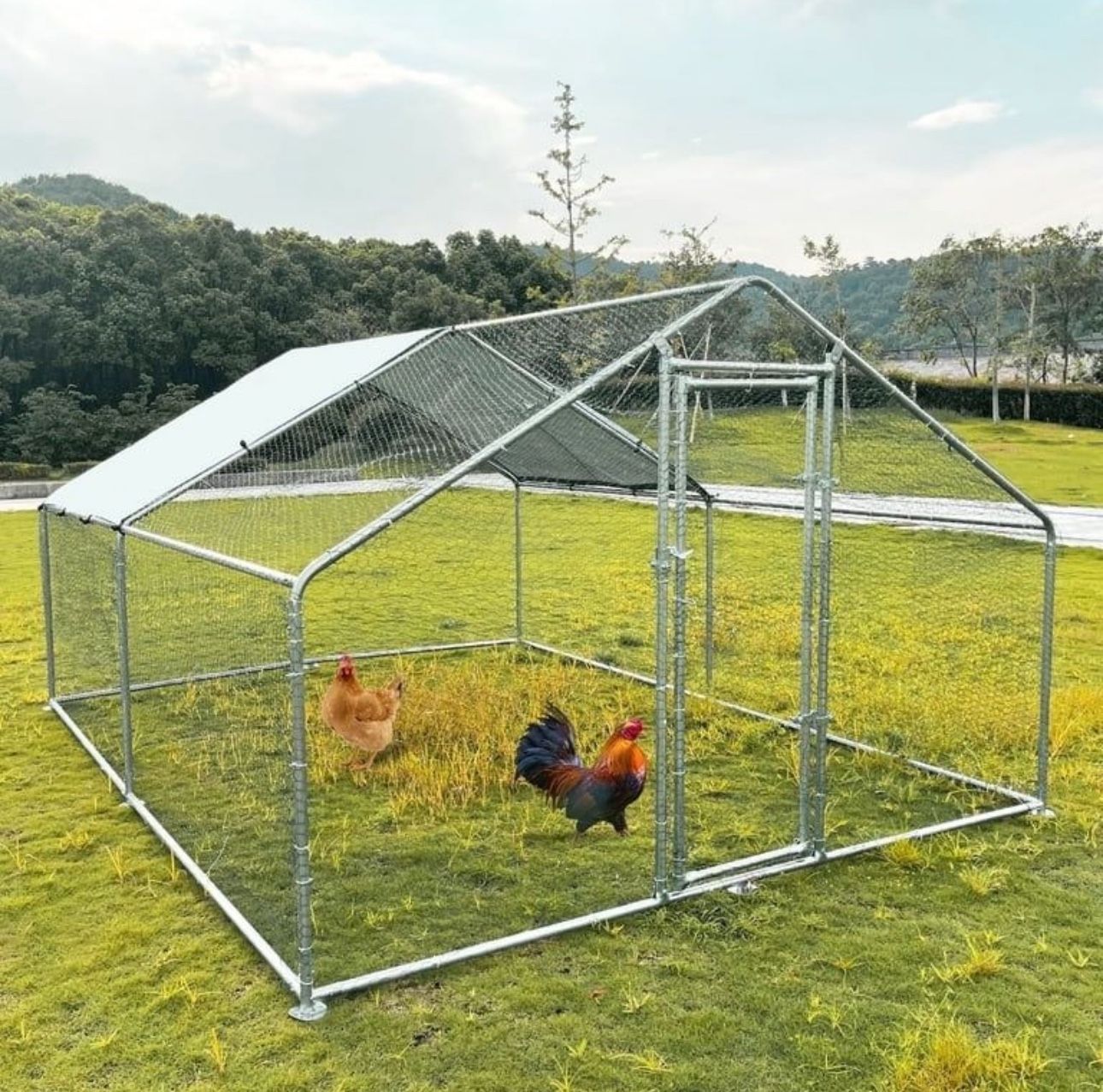 Extra Large Chicken Coop 10 x 13 ft Metal Walk-in Chicken Run