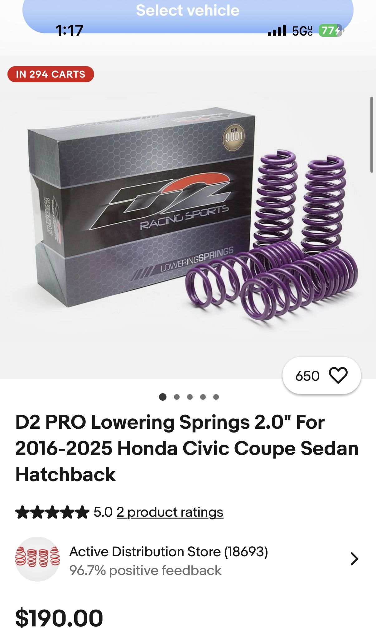 11th Gen Civic Hatchback D2 Pro Low Springs