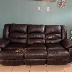 Sofa Recliner, Leather And A Loveseat Recliner