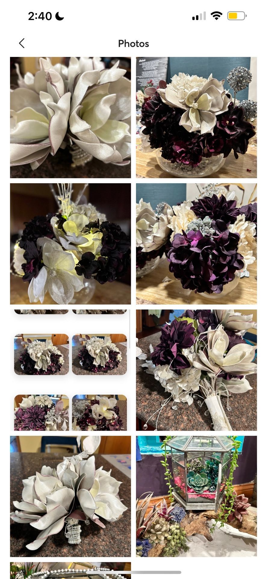 HERE’S A Collection Of Hand Crafted Centerpieces, BOUTONNIÈRES, AND Bouquets! All Made With A Variety Of Silk Flowers Guaranteed For Life! 35$-125$