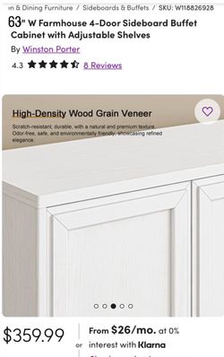 Farmhouse 4-Door Sideboard Buffet Cabinet with Adjustable Shelves