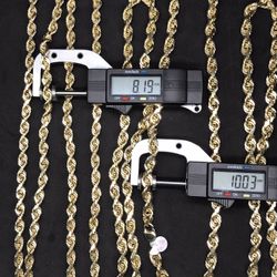 14K True Size 8mm-10mm Diamond Cut Rope Chain. Brand New
