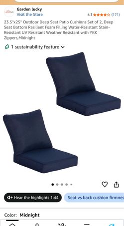 2 Piece/ 2 Set - Seat Cushion- BLUE MIDNIGHT