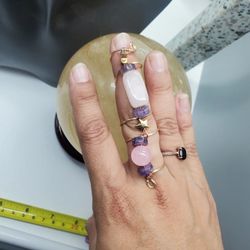 Handmade multi stone copper wrap ring