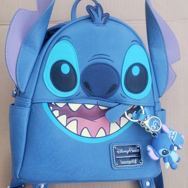 DISNEY PARKS STITCH LEATHER MINI BLUE BACKPACK - SALE-