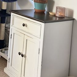 Nightstand side table with drawer and cabinet