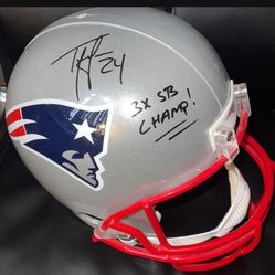 New England Patriots Full Size Football Helmet Replica Ty law With COA 