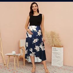 H&JOY Women Maternity Nursing Dress Spaghetti Midi Floral Dress Pregnancy Breastfeeding Maternity Summer Dress