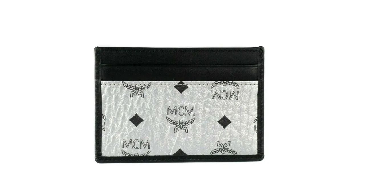 MCM Visetos Mini Leather Metallic Diamond Card Case Wallet