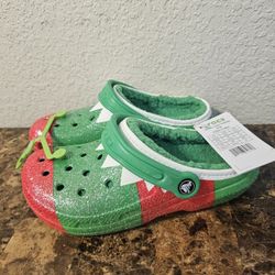 New Crocs Classic Lined Holiday Clogs Christmas Elf Green Red Women's 7
