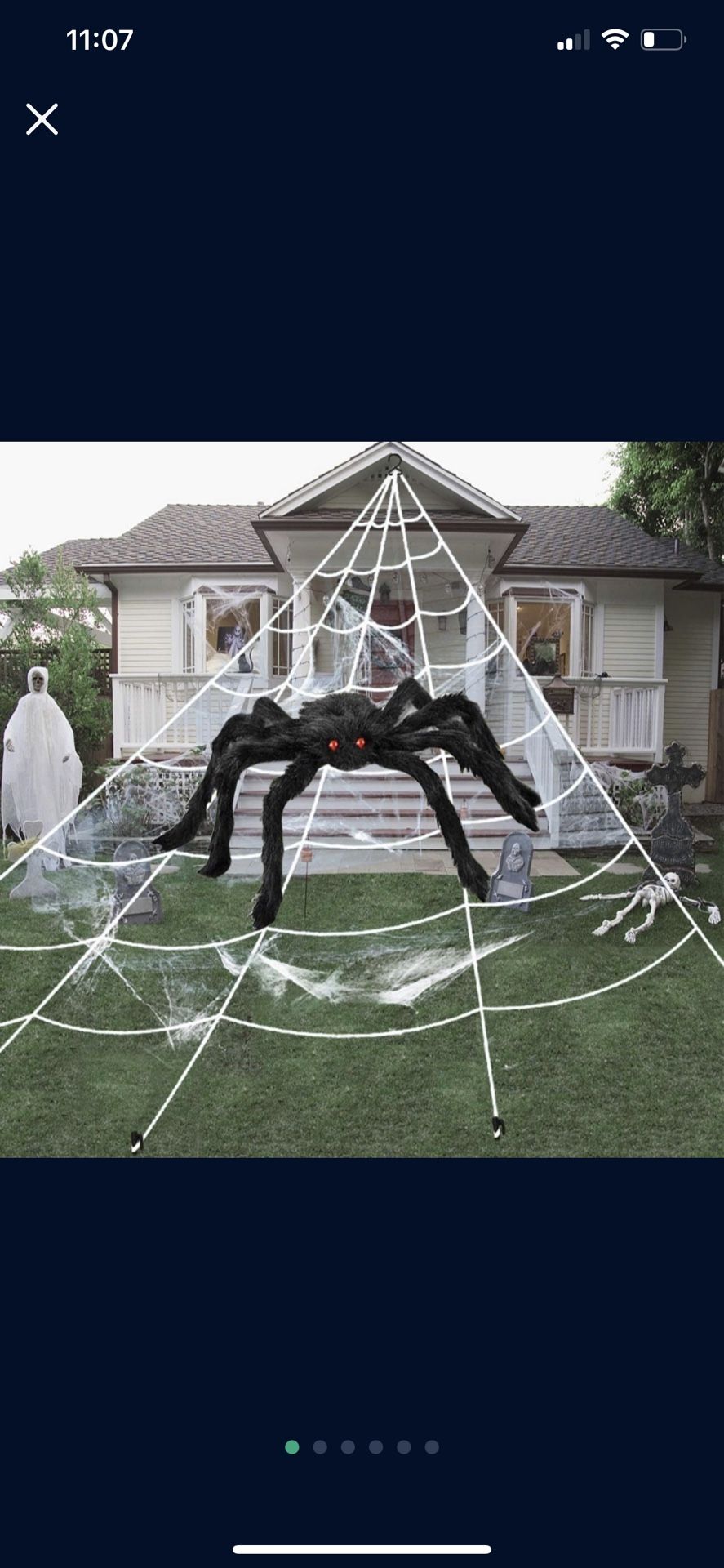 JIABNUKKN Halloween Decorations Outdoor 16 FT Giant Spider Web with Large Spider 29.5", Stretch Cobwebs and 2 Small Spiders Outdoor