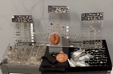 Body Piercing Jewelry Lot with Display Boards