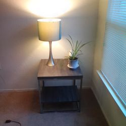 Wood and metal coffee table and end tables
