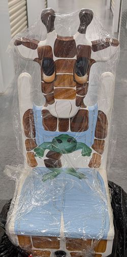 Hand-Painted Wooden Children's Chair with Frog Design