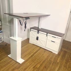 New SEDETA Farmhouse L Shaped Standing Desk, Height Adjustable Corner Desk, Standing Computer Desks,