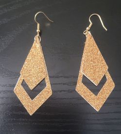 Handmade Hypoallergenic Gold Glam Faux Leather Earrings 