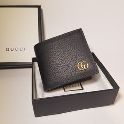 Gucci Black Brass GG Mens Marmont Wallet