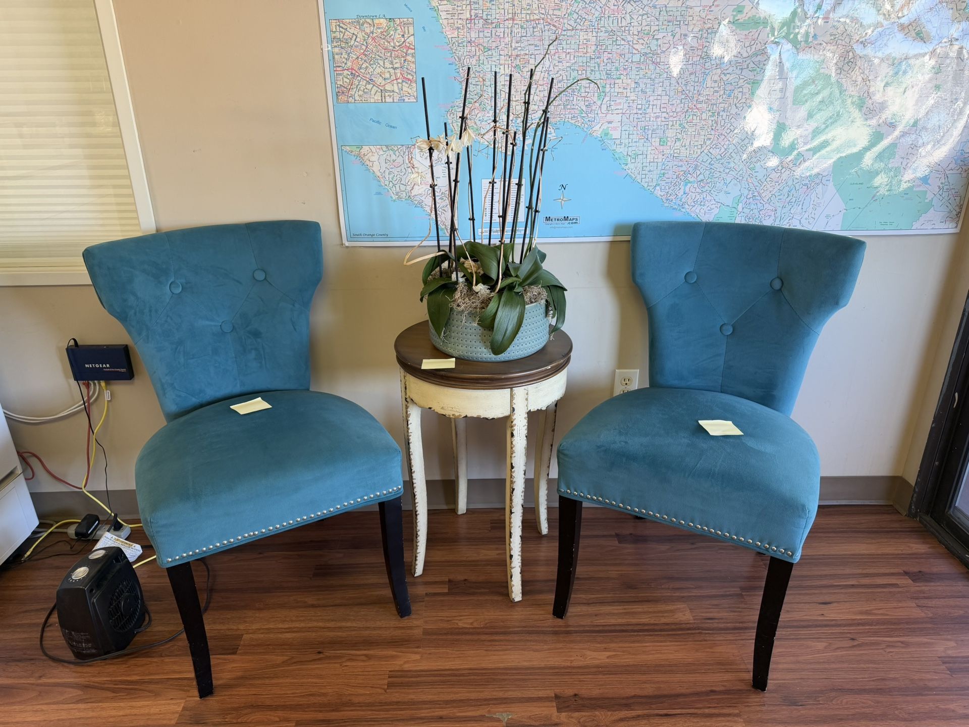 Turquoise Accent Chairs(2) And Table