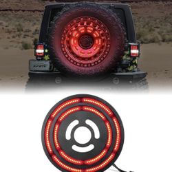 Double Ring Spare Tire Brake Light, Plug and Play LED 3rd Third Brake Lights, Rear Tail Wheel Lights Compatible with 2007-2018 Jeep Wrangler JK JKU 