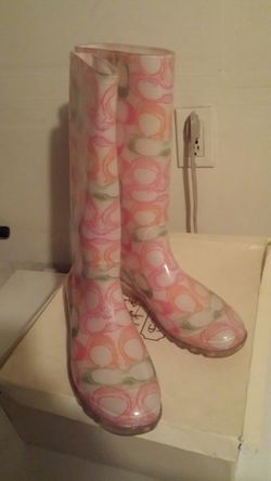 Coach rainbow rain boots