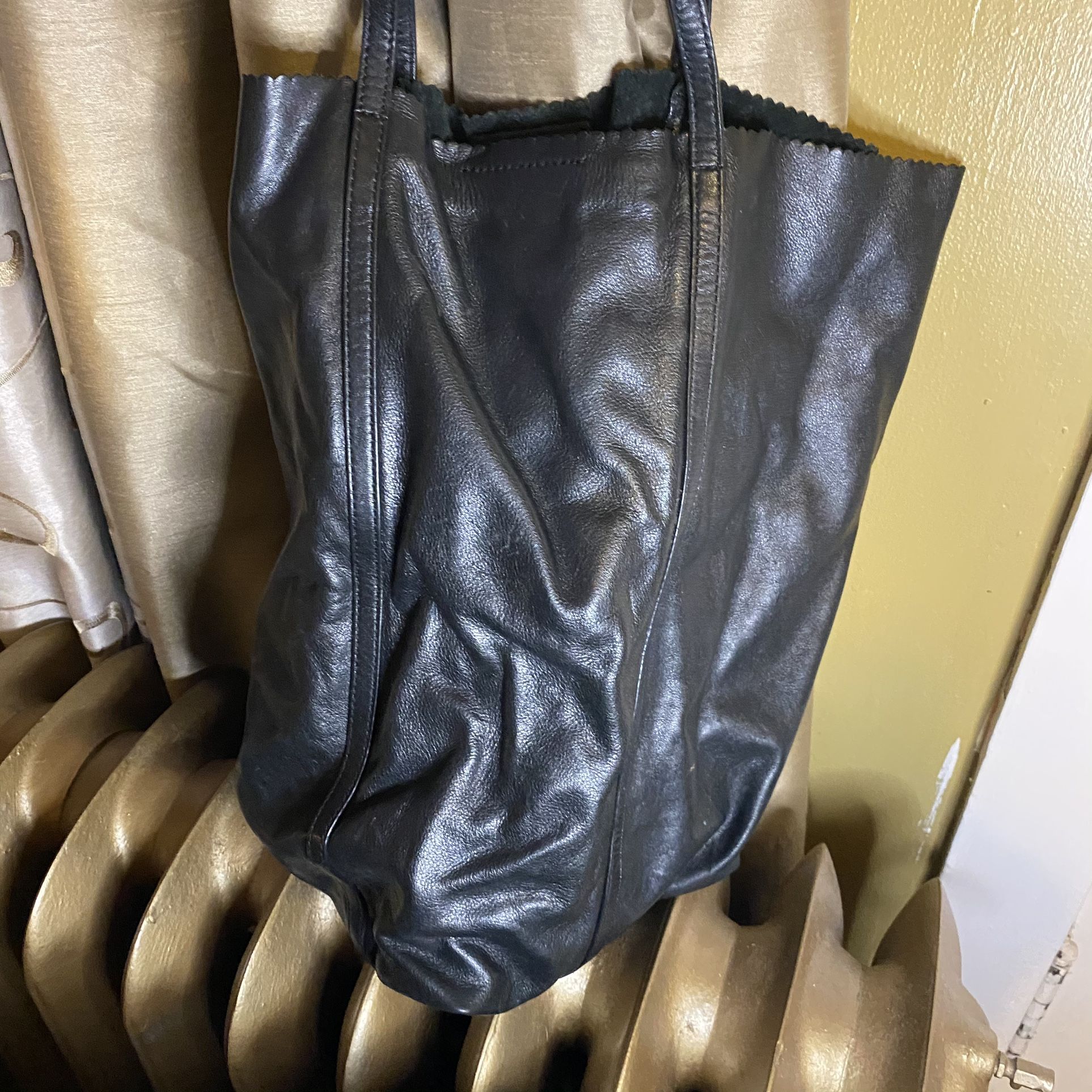 Black Leather Banana Republic Tote Bag