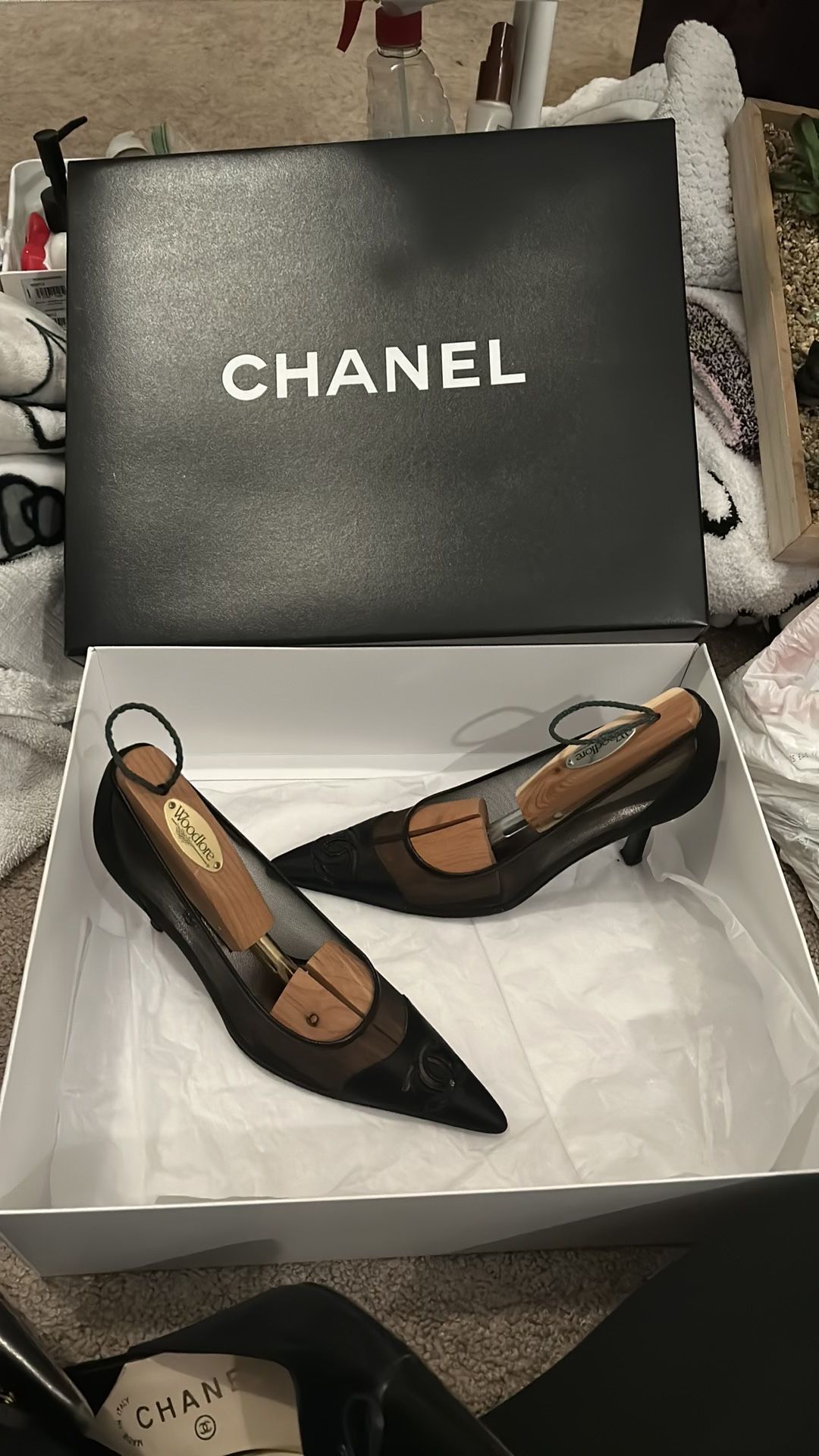 Chanel Pointed Mesh Heels