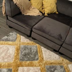 Grey 120” Wide Symmetrical Modular sectional w/Ottoman