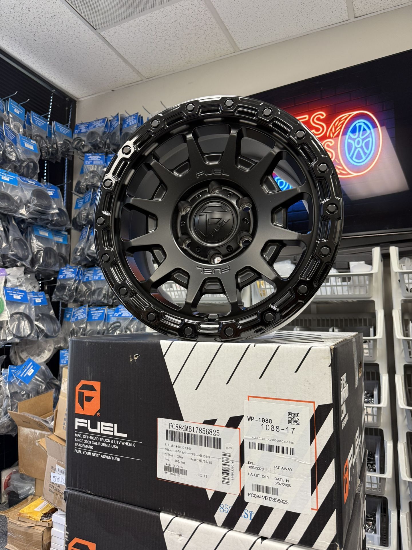 (Set of 4) Fuel FC884 Fortress 17x8.5 6x5.5" +25mm Double Black Wheels Rims