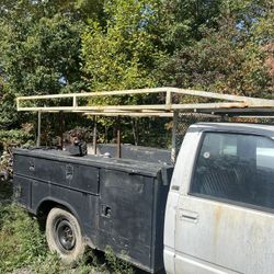 Six Door Mechanics Utility Bed With Tommy Lift And Over The Can Ladder Rack And Headache Shield