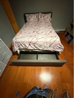 Full size bed, draw and shoe rack