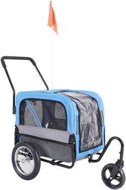 🧸 BRAND NEW Aosom Elîte-Jr 2-in-1 Dög Pet Bïcycle Träiler/Jögging Ströller with 360-Degrëe Swivël Wheëls & Lärge Eäsy Entry