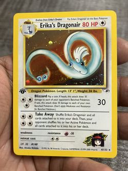 Pokemon TCG Gym Heroes 1st Edition Rare Holo Erika's Dragonair 4/132 LP 2000 VTG