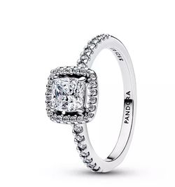 Pandora Square Sparkle Halo Ring