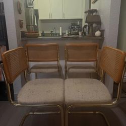 Mid Century Modern Gold Accented Cesca Chairs (4) OBO
