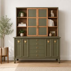 2-Piece Vintage Green Hutch