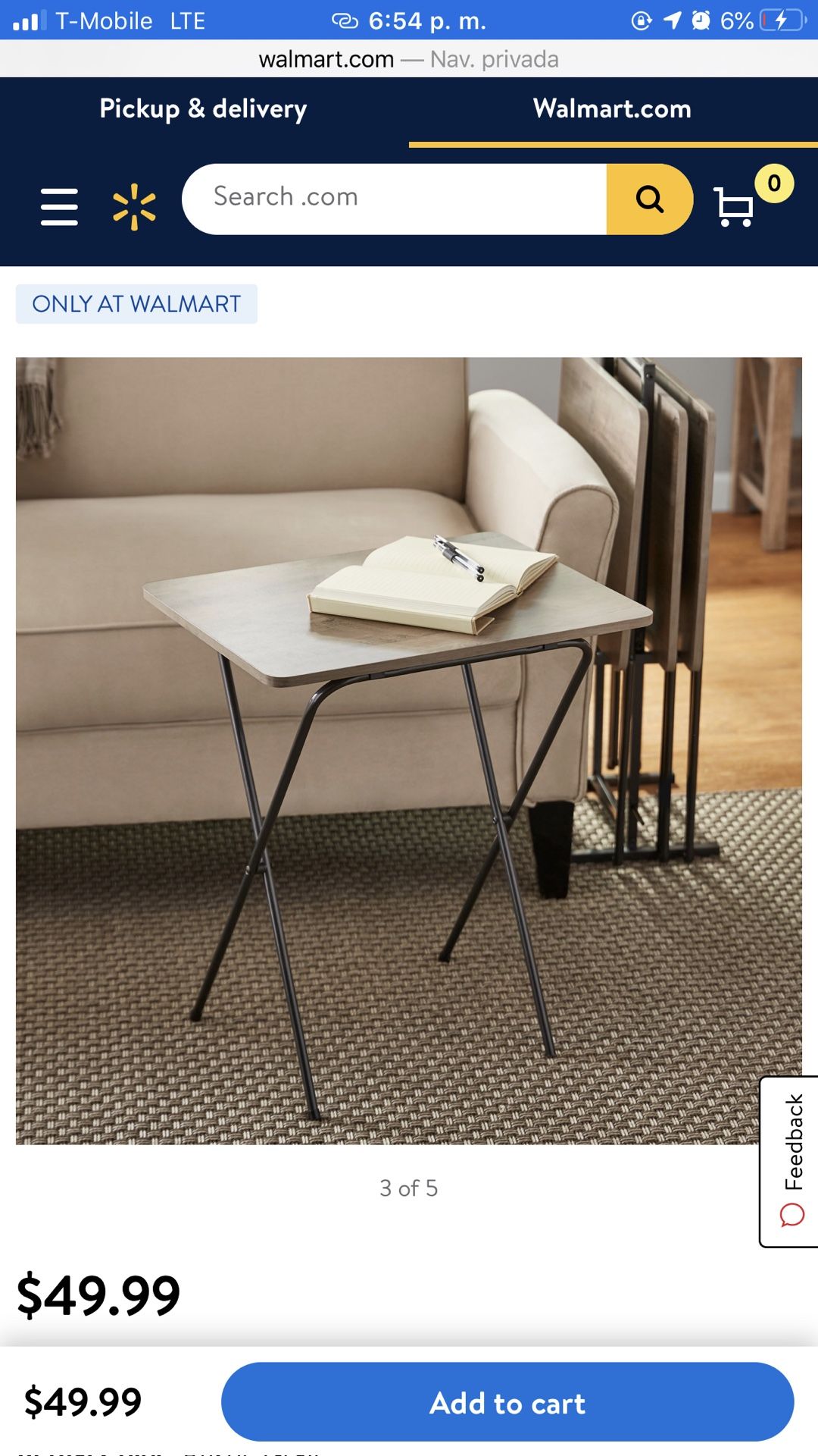 Mainstays 5-Piece Folding Tray Table Set with Stand