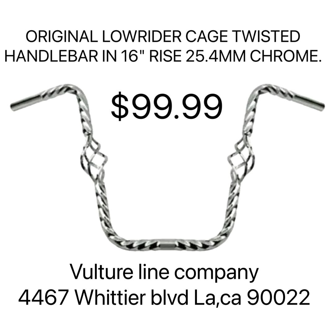 New Lowrider Square Twisted Handle Bar With Cage -vulture Line Company 