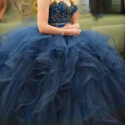 Blue and Gold Quince Dress
