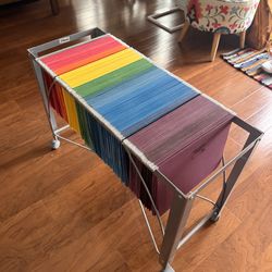 Hanging folders + rolling cart on wheels