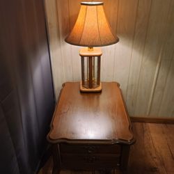 Two End Tables and Two Nice Oakwood Lamps - All For $140.00 