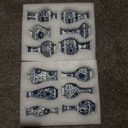  12 Pcs Christmas Porcelain Blue and White Vase Mini