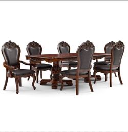 Table with 6 chairs and glass cover