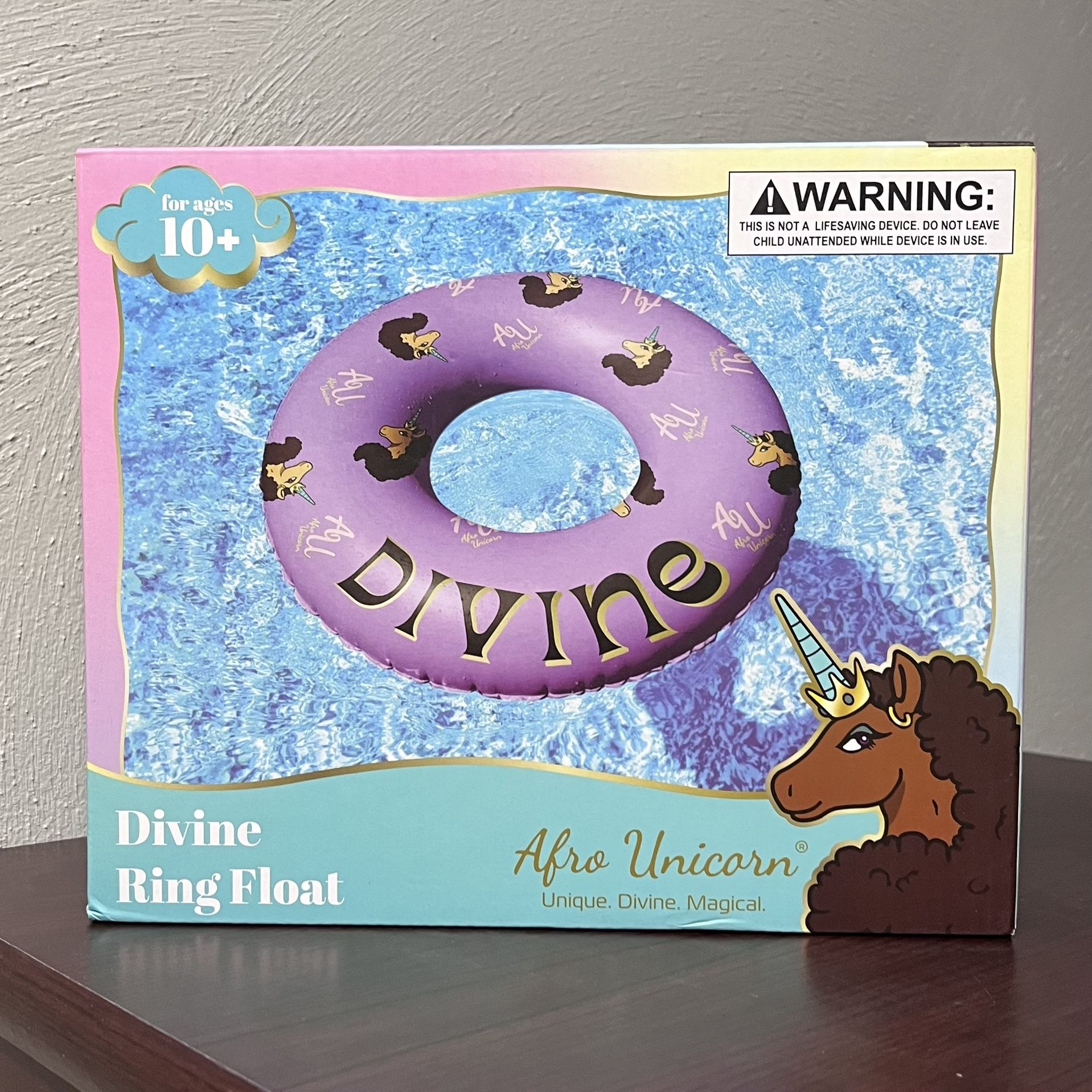 Afro Unicorn 39-Inch "Divine"Unicorn Inflatable Swim Ring Float for Pool