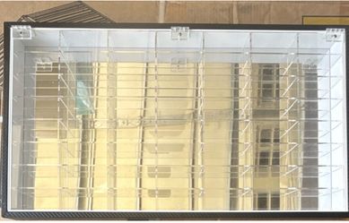 Acrylic Clear Display Case for Diecast Vehicles with Compartments, Black Back