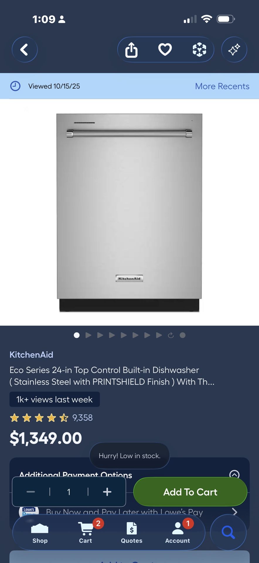 New KitchenAid Dishwasher