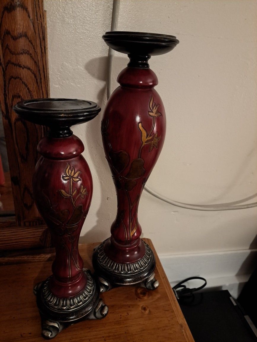 Candle Stick Holders Red And Gold