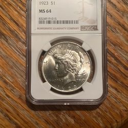 1923 LIBERTY PEACE DOLLAR NGC MS64