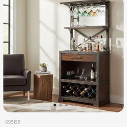 Howard Miller Industrial Bar Cabinet – Wine Rack, Glass Holder, Storage Console - Red Mountain Vine